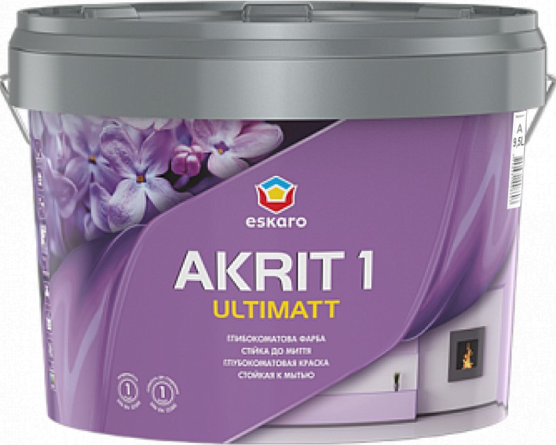 

Краска латексная ESKARO AKRIT 1 ULTIMATT интерьерная белая - база А 9,5л