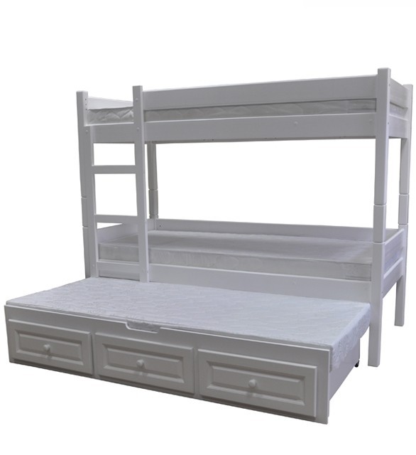 

Двухъярусная деревянная кровать-трансформер Л-306-А с выдвижной третьей кроватью Скиф 80х200 белый