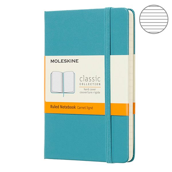 

Записная книга Moleskine Classic 13 x 21 см линия 192 стр твердая обложка Голубой океан (QP060B35)