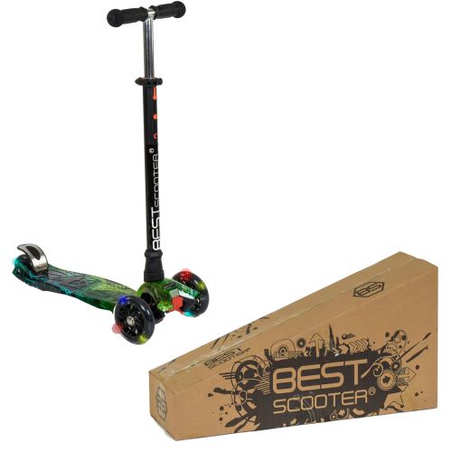

Самокат MAXI "Best Scooter" пластмасовий, 4 колеса PU, СВІТЛО, трубка керма алюмінієва, d = 12 см, в коробці