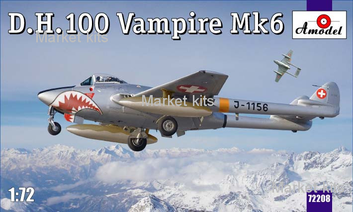 

D.H.100 Vampire Mk6 RAF jet fighter 1:72 AMODEL (AMO72208)