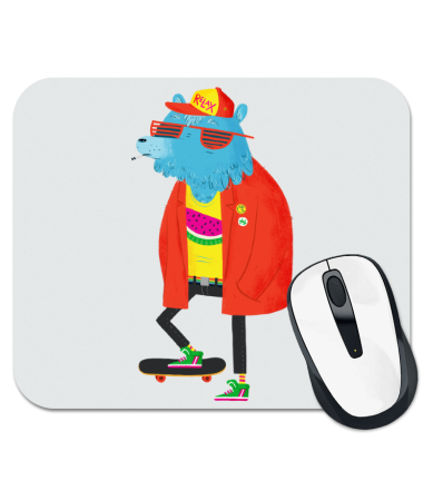 

Коврик для мыши Медведь на скейте