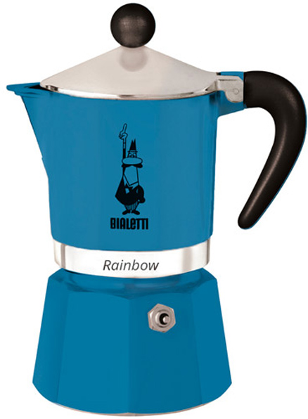 

Гейзерная кофеварка Bialetti Rainbow 270 мл Голубая