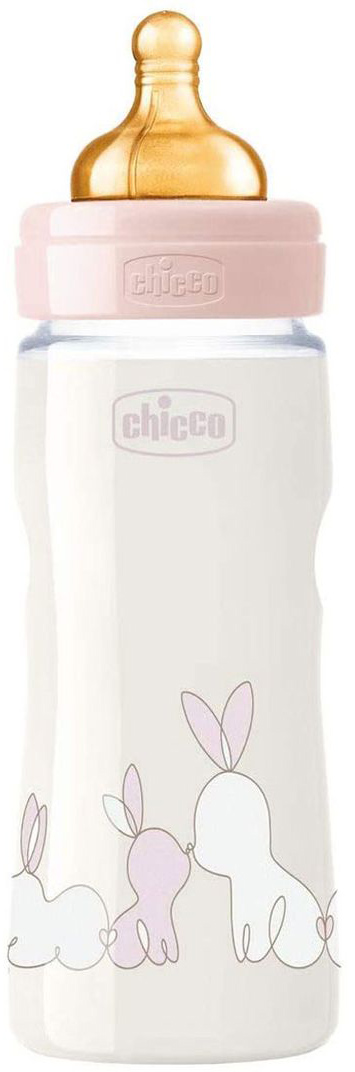 

Бутылочка для кормления пластиковая Chicco Original Touch с латексной соской 4м+ 330 мл Розовая (27634.10)