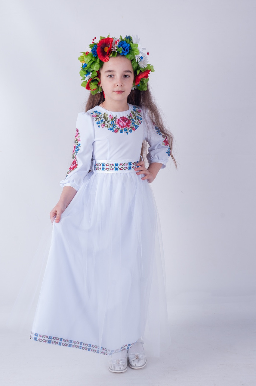 

Вишита сукня для дівчинки Olana Віра біле сітка 116