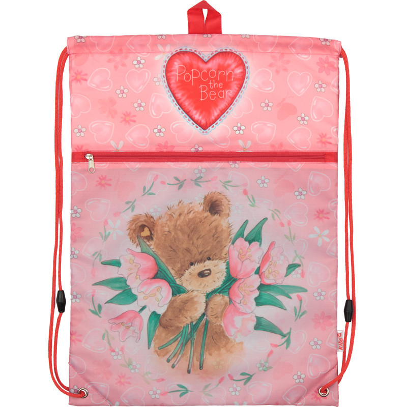 

Сумка для обуви с карманом Kite 601 Popcorn Bear PO17-601M Розовый