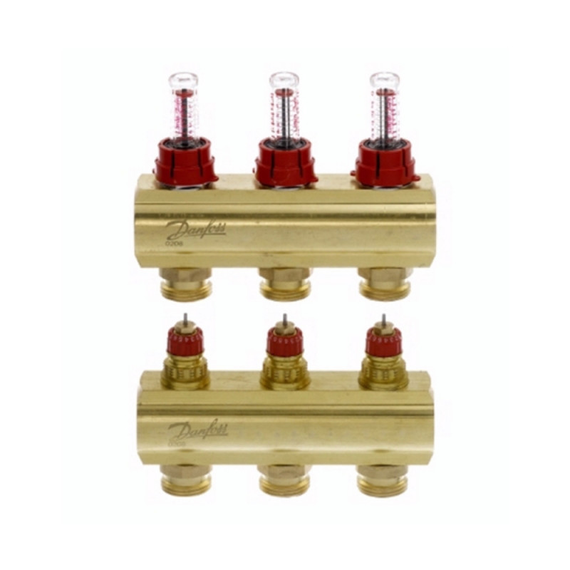 

Коллектор Danfoss FHF 3 выхода с расходомером 088U0523