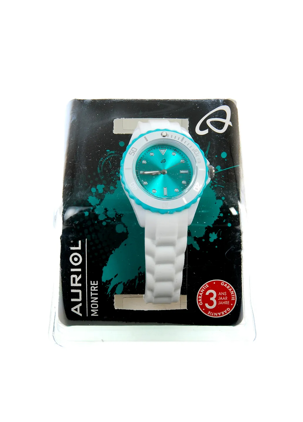 

Наручные часы с кварцевым механизмом , водонепроницаемые AURIOL белый-бирюзовый K10-550407
