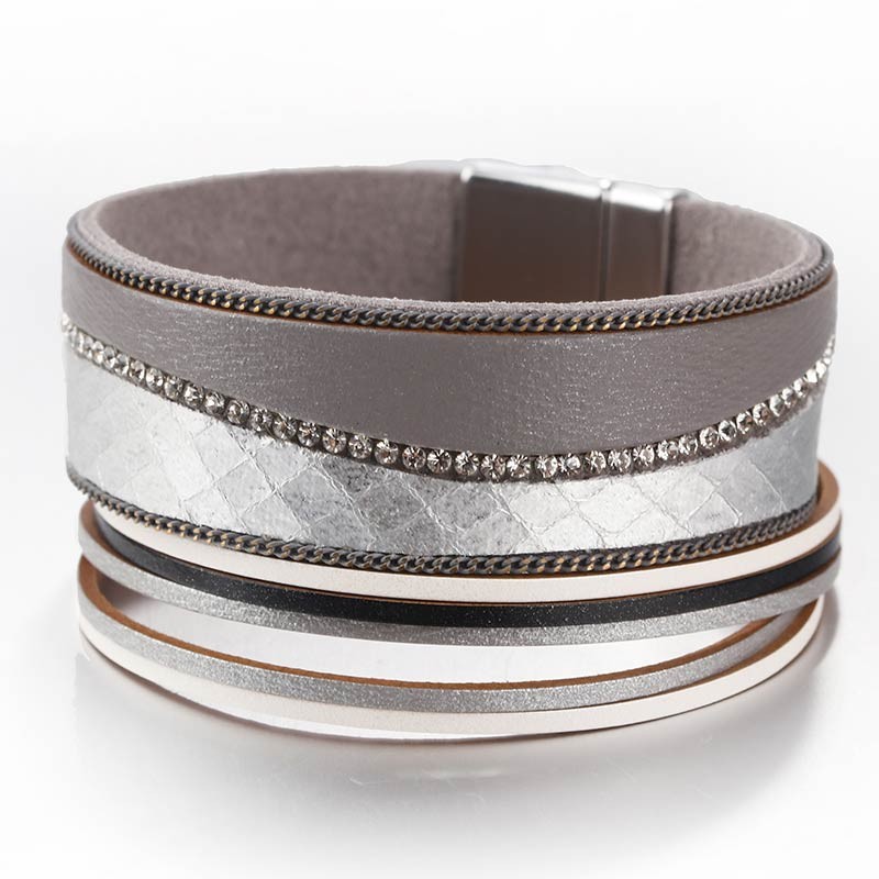 

Женский кожаный браслет MS-silver 8044