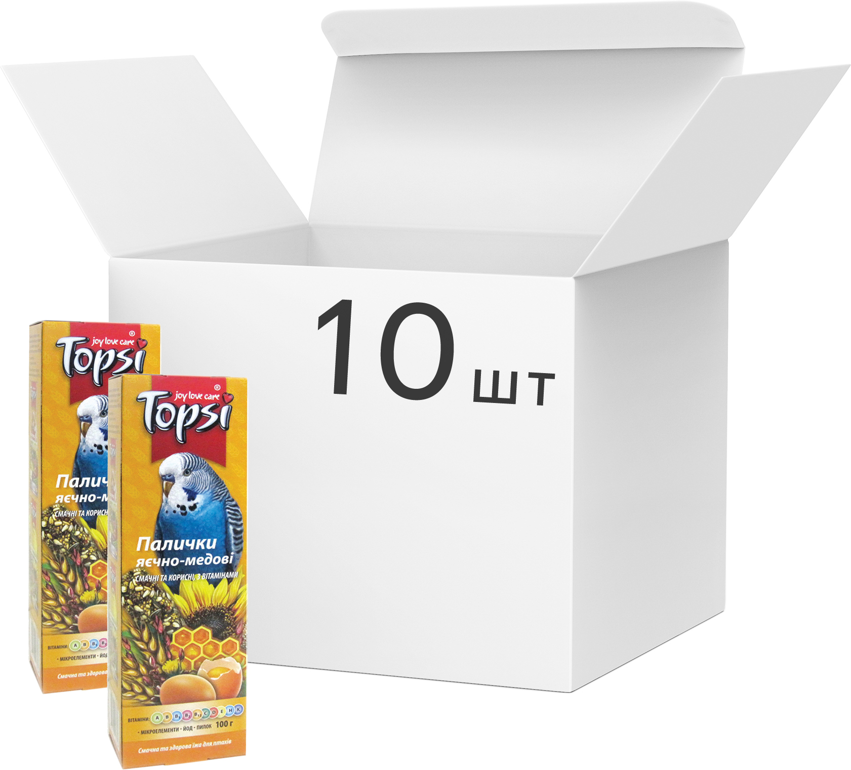 Акція на Упаковка палочек для волнистых попугаев Topsi яично-медовые 100 г 10 шт (14820122203645) від Rozetka UA