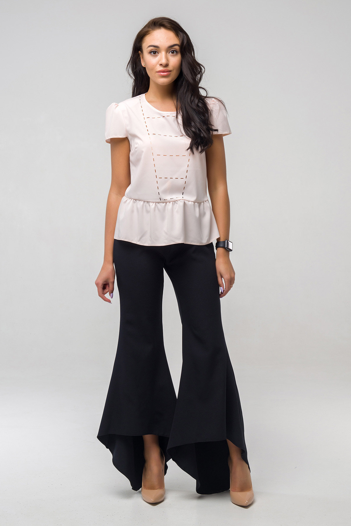 

Блуза FLFashion Мускари ПБМ 2241 с коротким рукавом 48 бежевая