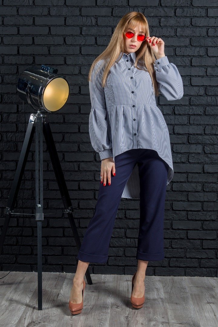 

Блуза FLFashion Клео НБК 1902 с длинным рукавом 50 голубая