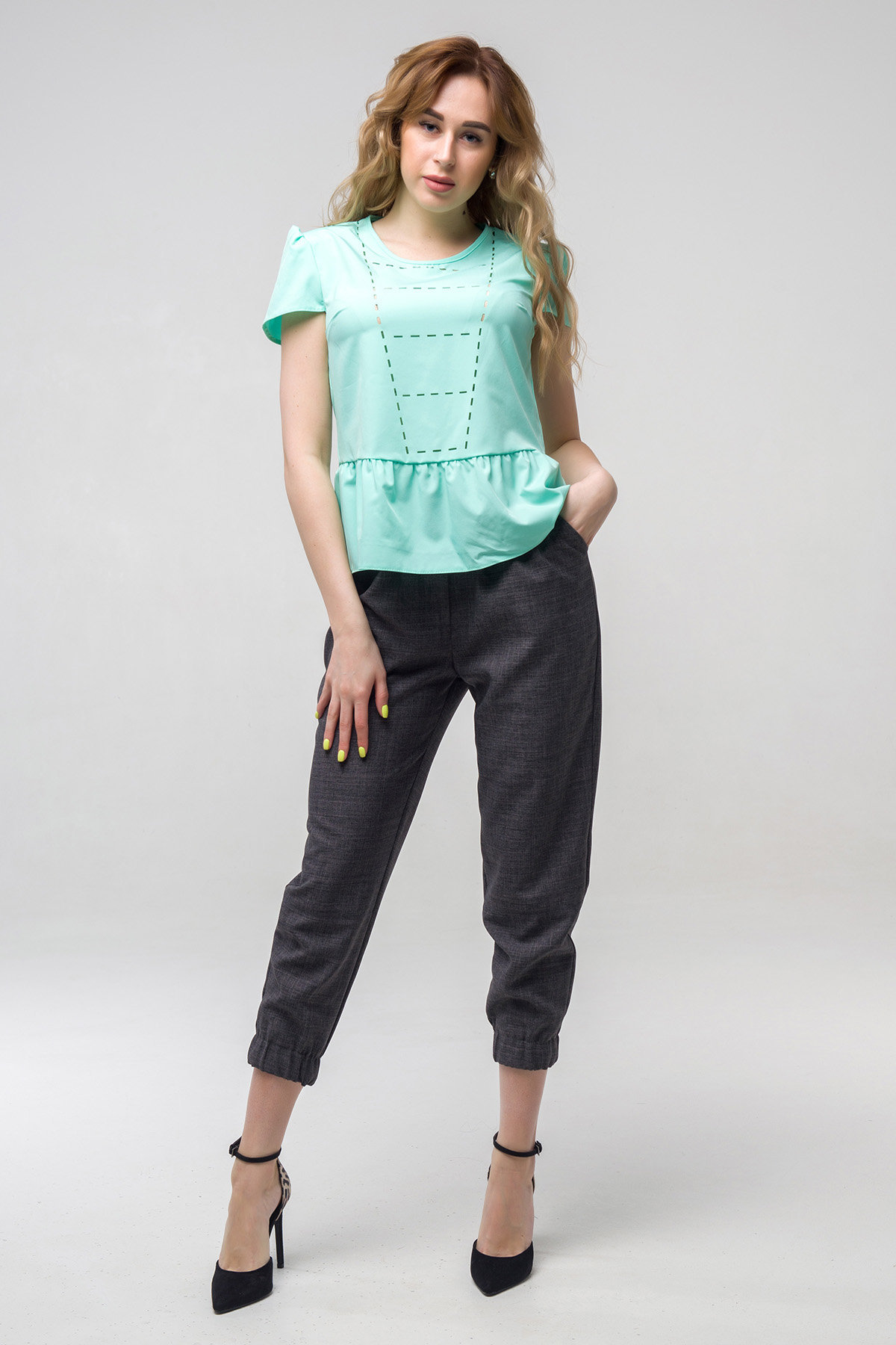 

Блуза FLFashion Мускари ПБМ 2244 с коротким рукавом 44 зеленая