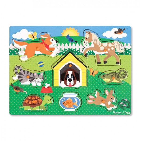 

Деревянная рамка-вкладыш Домашние животные Pets Peg Puzzle Melissa & Doug