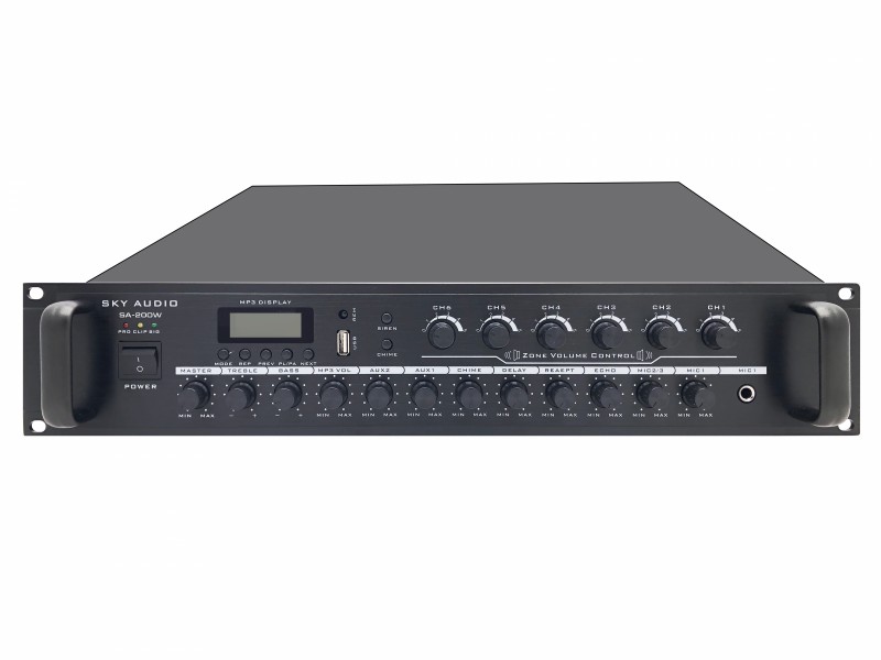 

Трансляционный усилитель мощности SKY SOUND SA-200W черный 200Вт с пультом ДУ