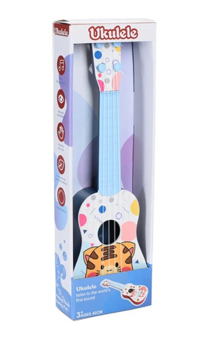 

Детская гитара Укулеле Четырёхструнная Котик Ukulele игрушечная 42 см (RT76)