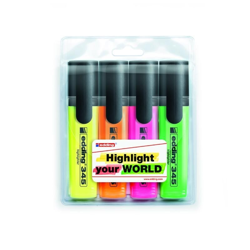 

Набор текстовых маркеров выделителей Highlighter e-345 4 цвета Edding