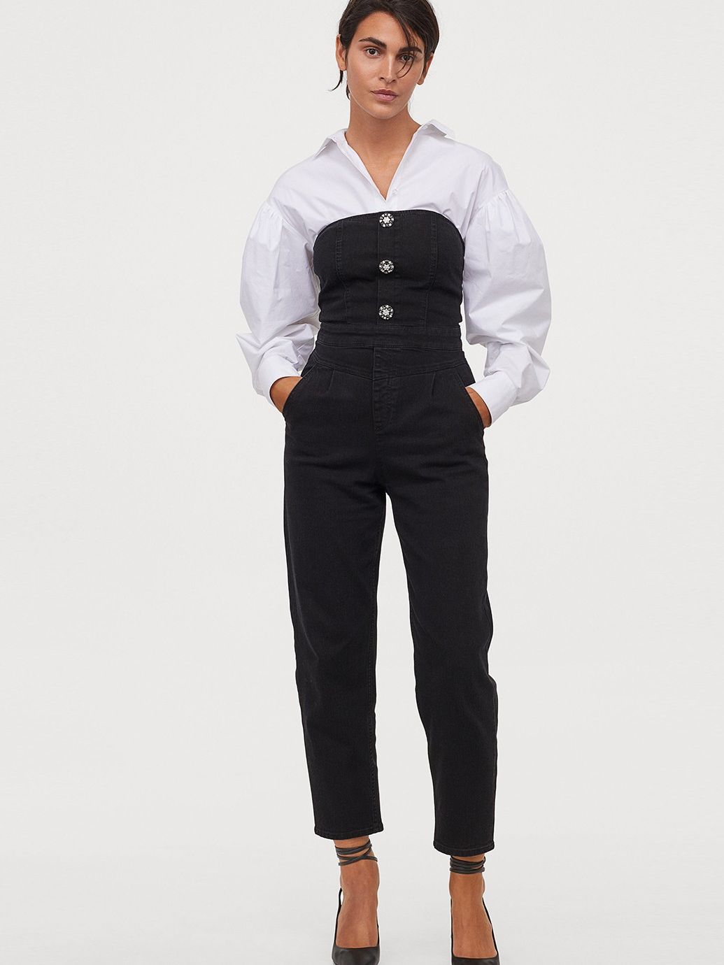 

Комбинезон джинсовый H&M 941617001b50  Черный, Комбинезон джинсовый H&M 941617001b50 44 Черный