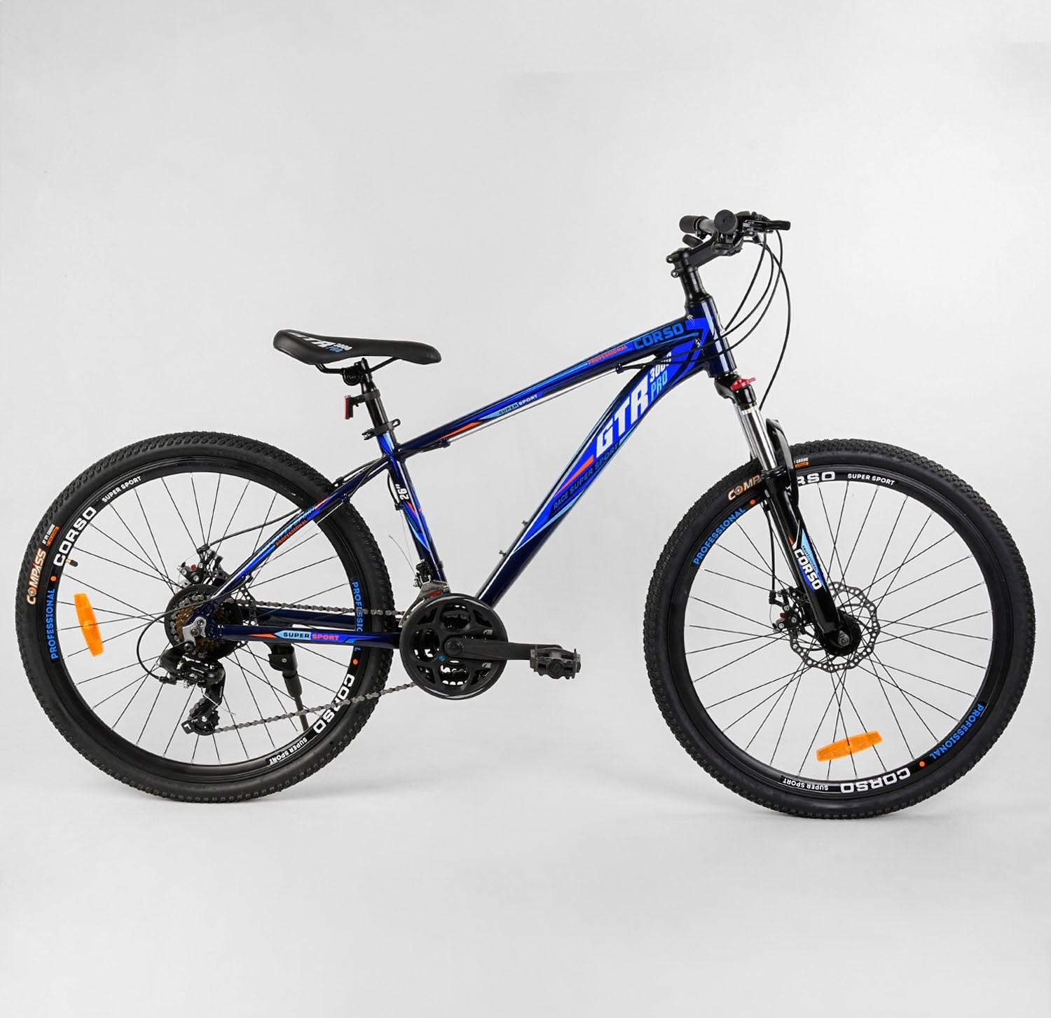 

Велосипед Спортивный CORSO «GTR-3000» 56106 рама алюминиевая, оборудование Shimano, Синий