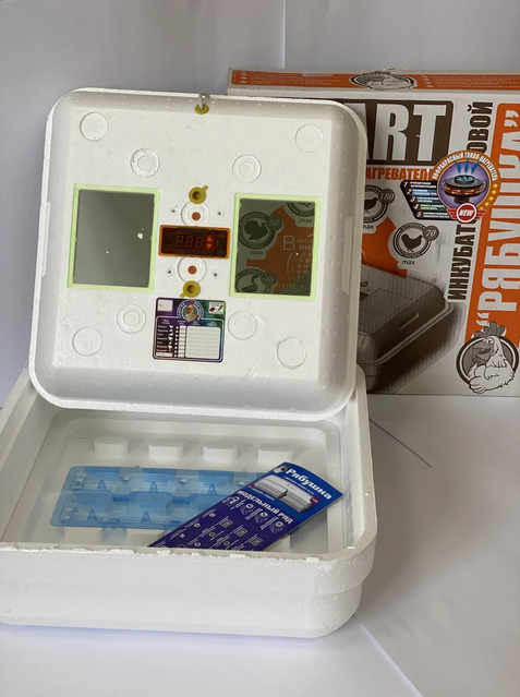 

Инкубатор Рябушка Smart 70 яиц Турбо цифровой с ручным переворотом