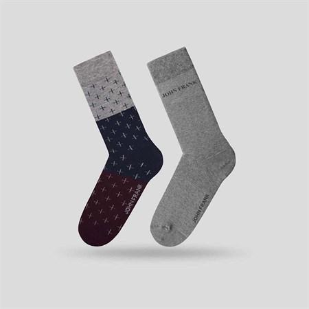 

Набор носков John Frank JF2LS19W29 - 2 пары Серый с темно-синим, Набор носков John Frank JF2LS19W29 40-45 2 пары Серый с темно-синим