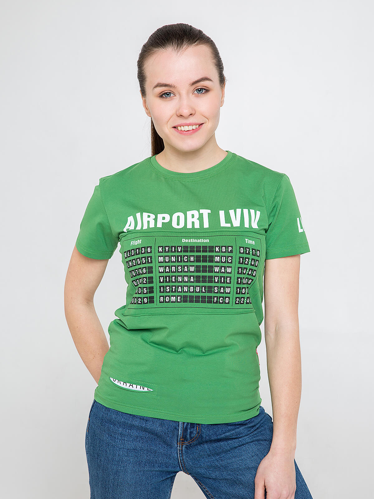 

жіноча футболка - АЕРОПОРТ ЛЬВІВ - зелений, XXXL