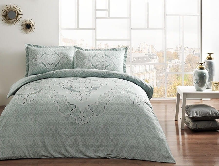 

Комплект постельного белья Tac сатин Olivia V54 mint евро ментоловый