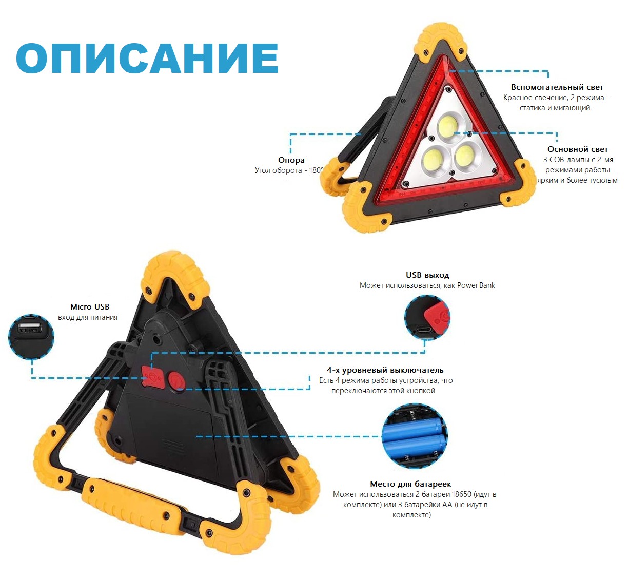 R̲O̲Z̲E̲T̲K̲A̲ | Портативный аккумуляторный фонарь для техобслуживания  автомобилей с сигнальным светом (знак аварийной остановки LL-303 LED 30W с  функцией Power Bank) от продавца: Tweezy купить в Киеве, цена в Харькове,  Днепре, Одессе,