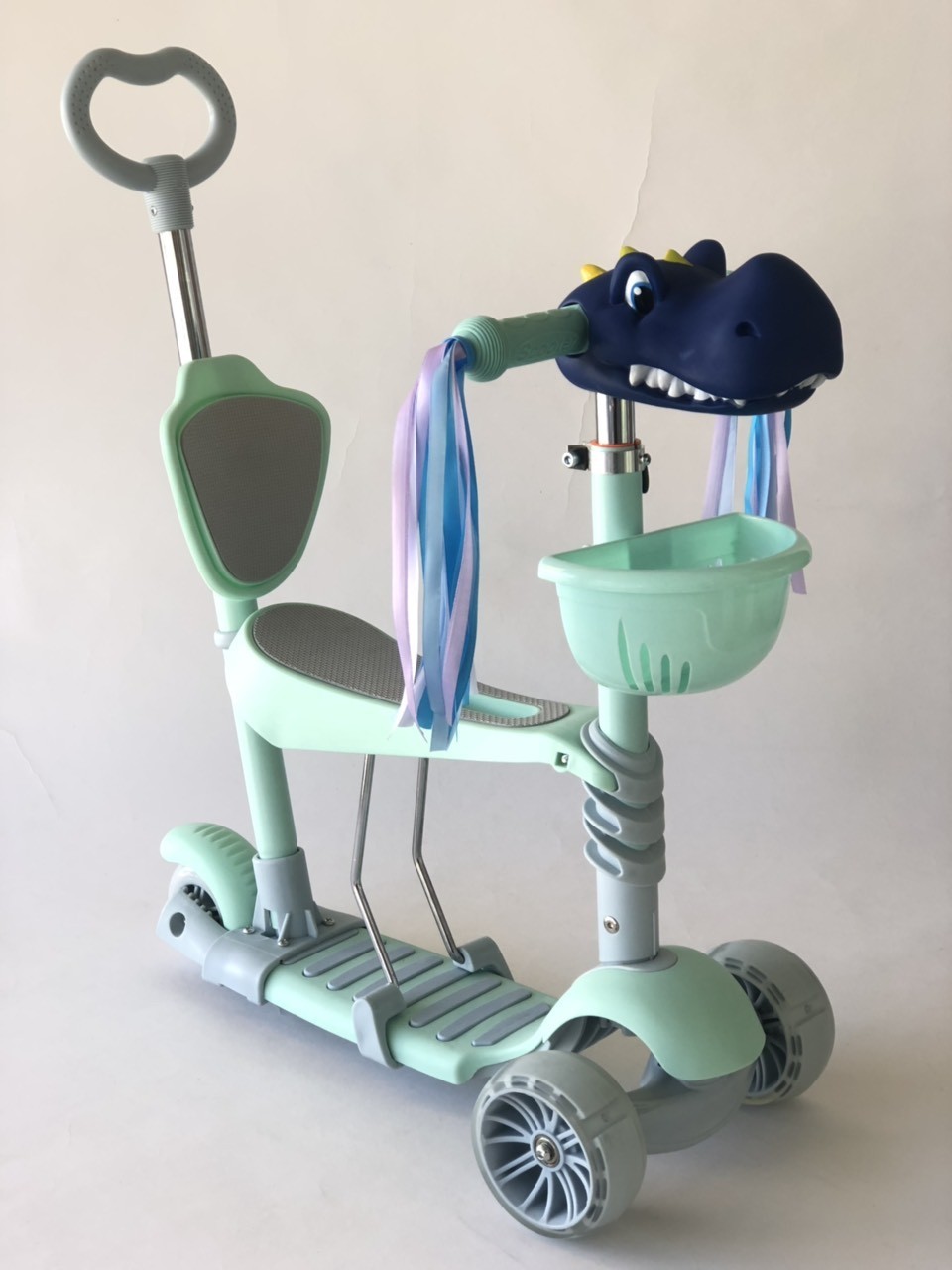 

Самокат с ручкой Scooter HH13H Дракон Бирюзовый
