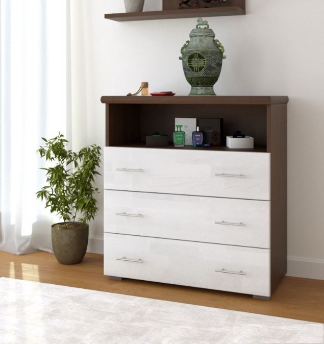 

Комод 3Ш1П из натурального дерева бук Эксклюзив Орех тёмный+белый Арбор Древ