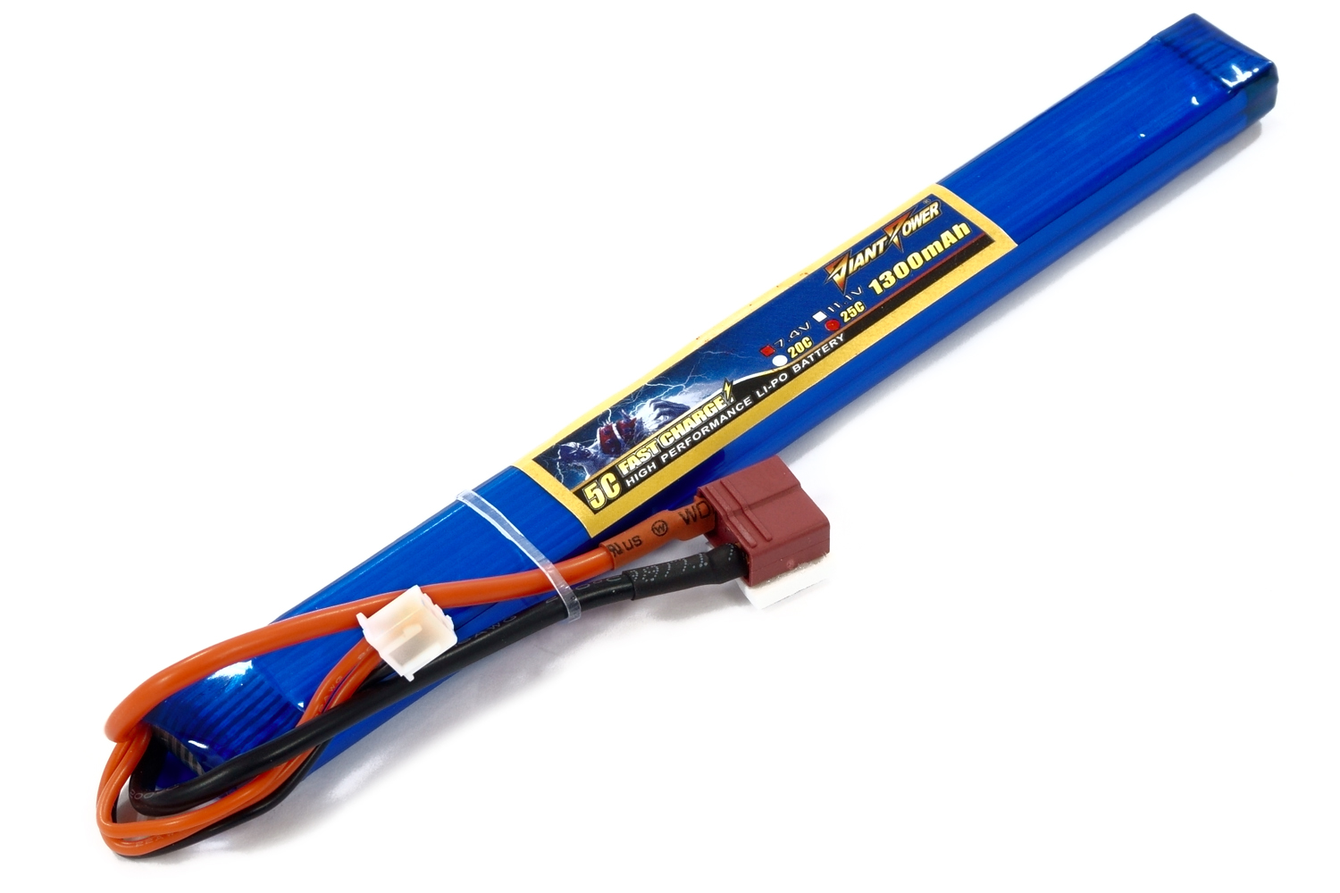 

Аккумулятор для страйкбола Dinogy Giant Power Li-Pol 7.4V 2S 1300 mAh 25C T-Plug (DAS-2S5517178C-T)