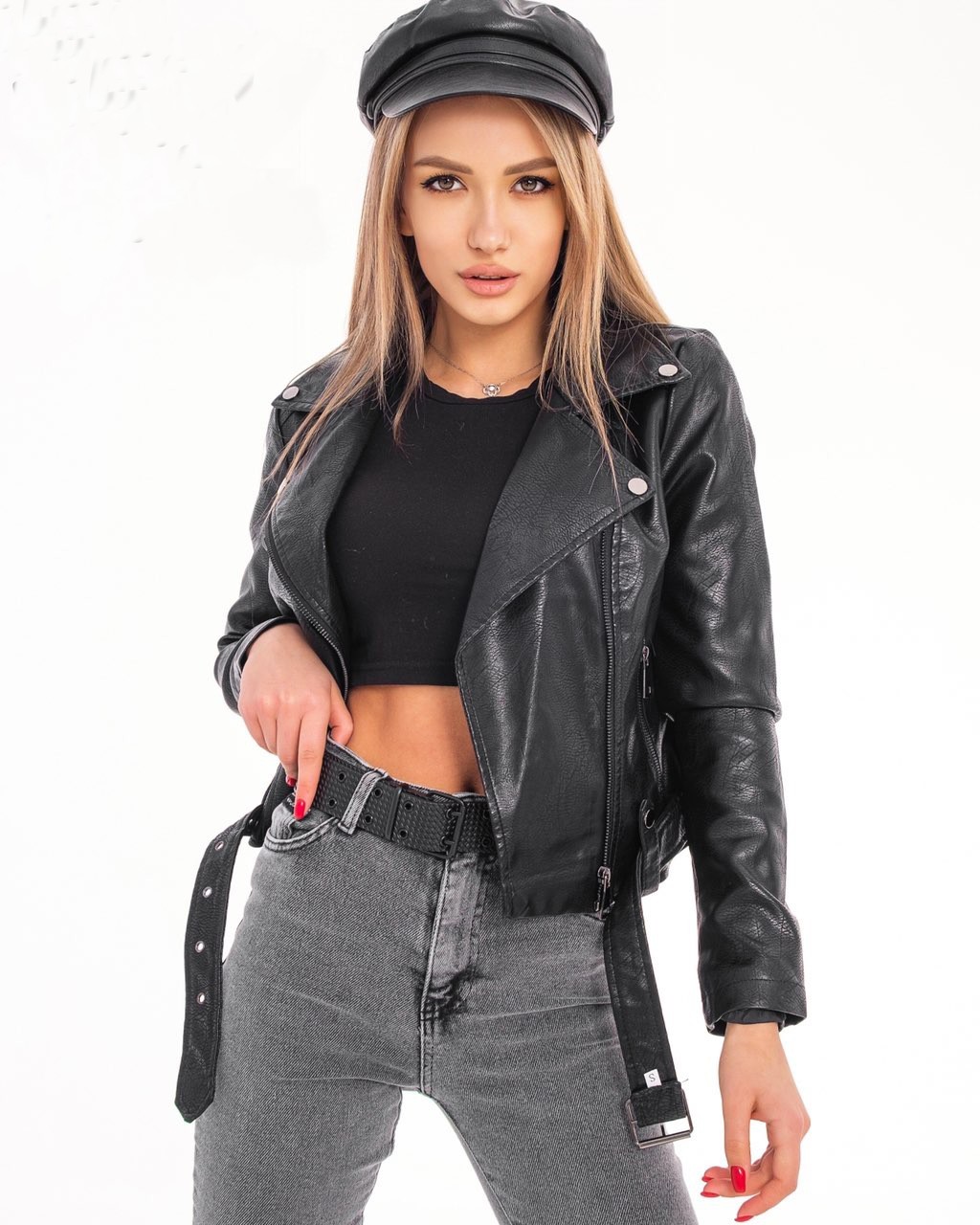 Косуха женская с натуральной кожи Lady of style (KS8GV-А879) 2XLчерная ...