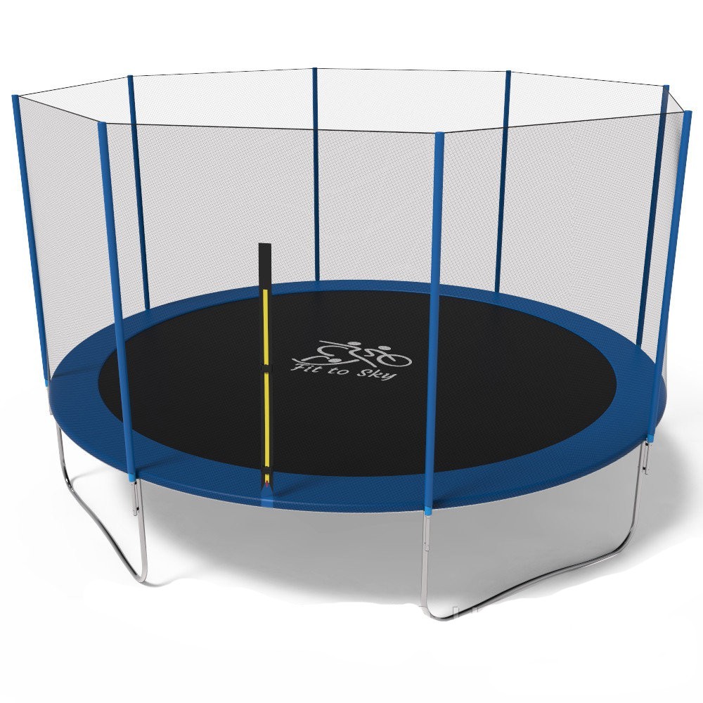 

Батут Fit to Sky 435 см с внешней сеткой (без лестницы) - синий, огромный батут для 4 и больше детей