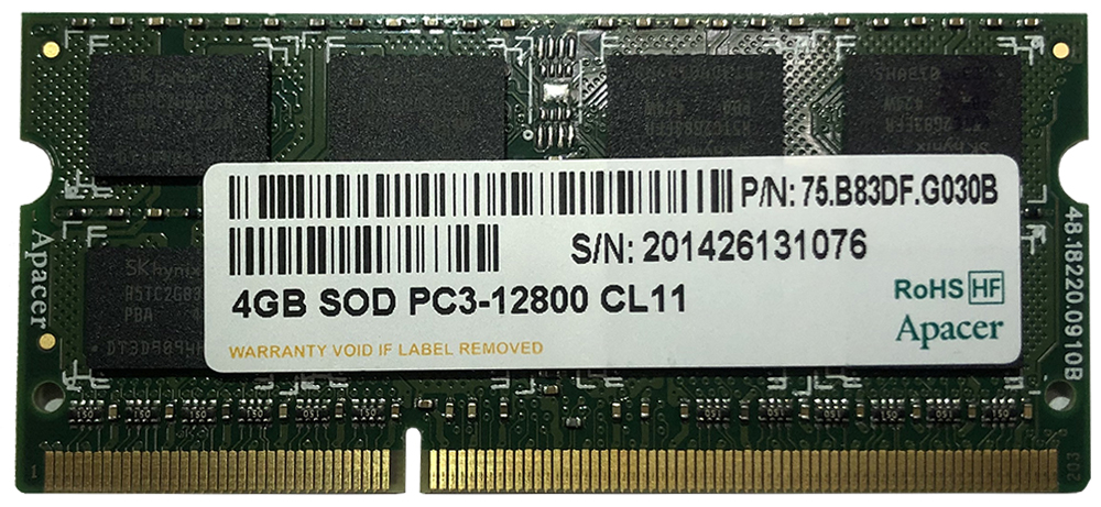 

Оперативная память DDR3 SO-DIMM Apacer 1600 4Gb C11 1.5v (75.B83DF.G030B)