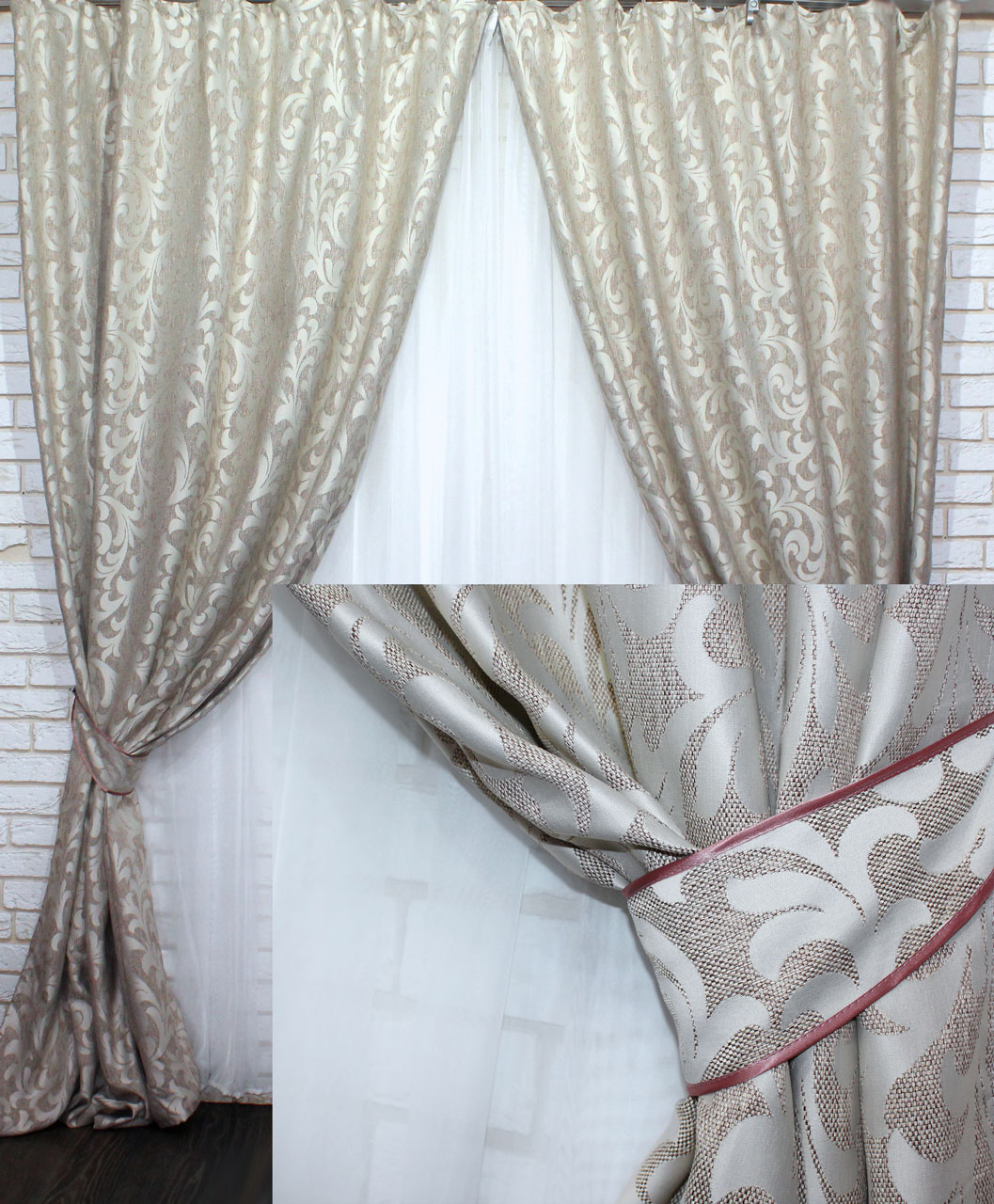 

Комплект готовых штор VR-Textil Вензель какао 2 шт 1,5 × 2,8 м (2216)