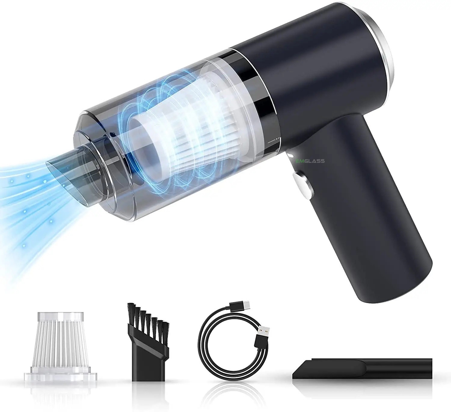 Аккумуляторный автомобильный пылесос с насадками и подсветкой Vacuum .