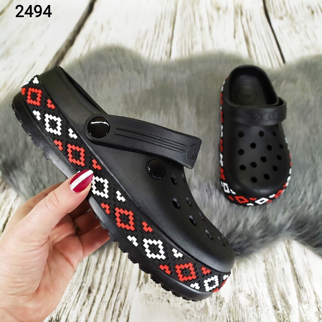 Кроксы женские сабо Dago Style черные с вышиванкой 38 р (24 см) 2494 ...