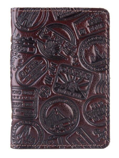 

Обложка для документов из кожи HiArt AD-03 Crystal Brown Silk Let's Go Travel Коричневый