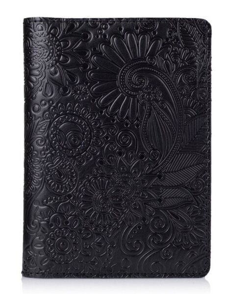 

Обложка для паспорта из кожи HiArt PC-01 Crystal Panther Mehendi Art Черный