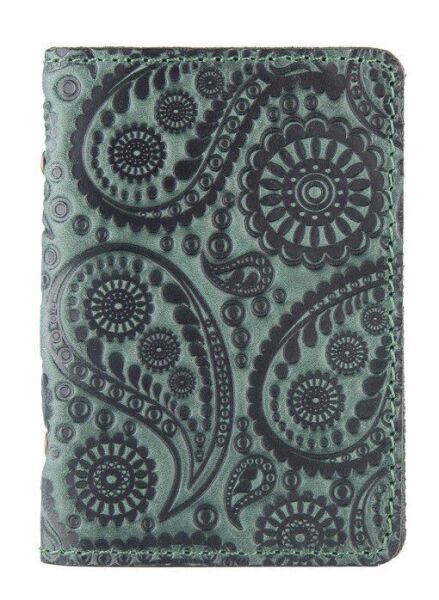 

Обложка для документов из кожи HiArt AD-03 Shabby Alga Buta Зелёный