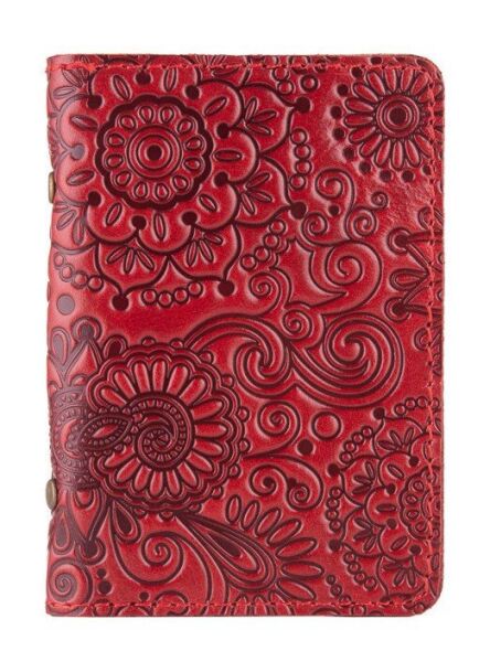 

Обложка для документов из кожи HiArt AD-03 Crystal Red Mehendi Art Красный