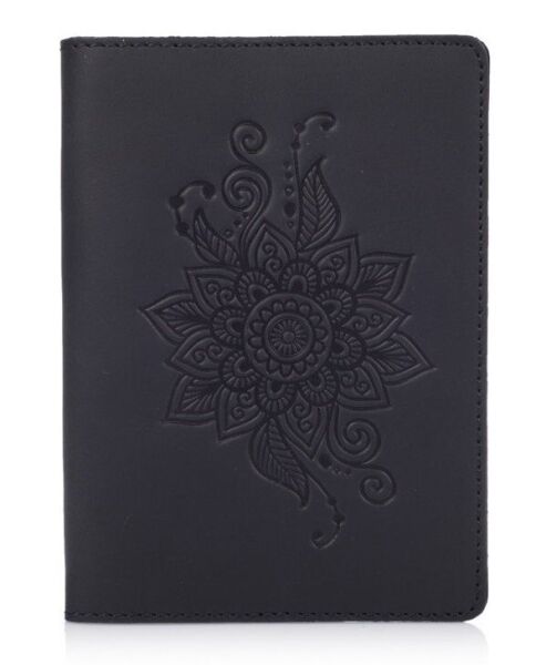 

Кожаная обложка на паспорт HiArt PC-01 Mehendi Classic Черный