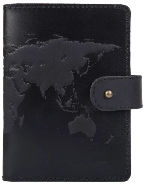 

Обложка для паспорта из кожи Hi Art «World Map» PB-02/1 Shabby Night Черный