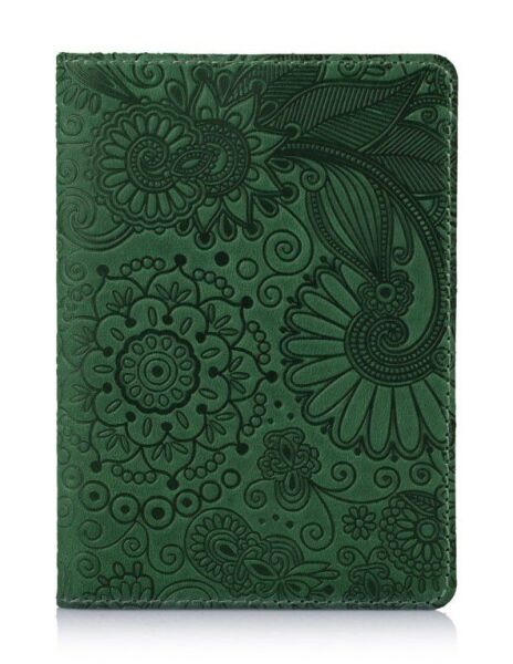 

Кожаная обложка на паспорт HiArt PC-01 7 Mehendi Art зеленый Зелёный