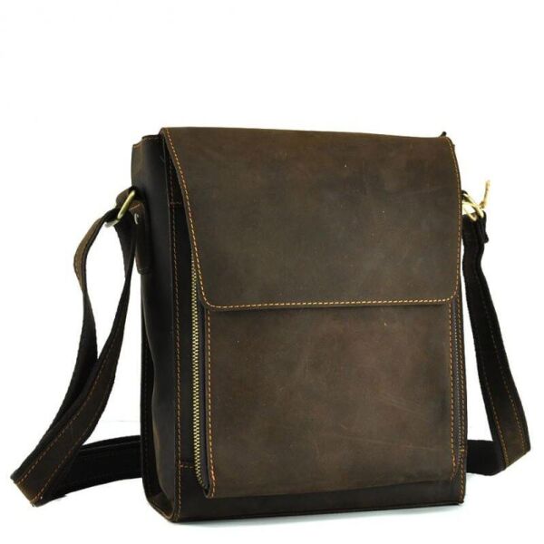 

Мужская кожаная сумка через плечо Tiding Bag 7055DB Коричневый