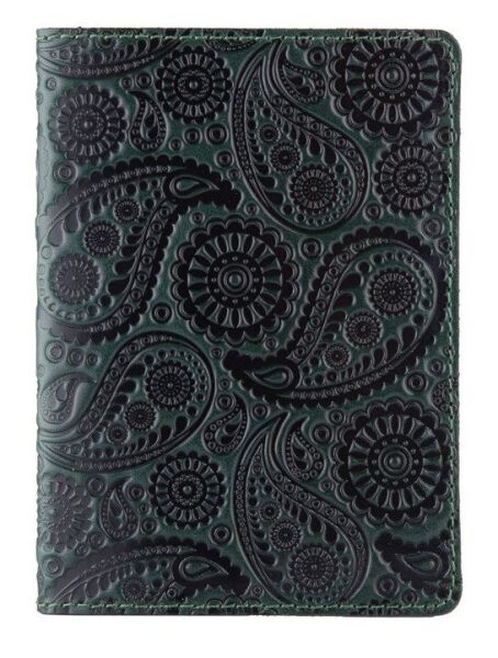 

Кожаная обложка на паспорт HiArt PC-01 Crystal Green Buta Art Зелёный