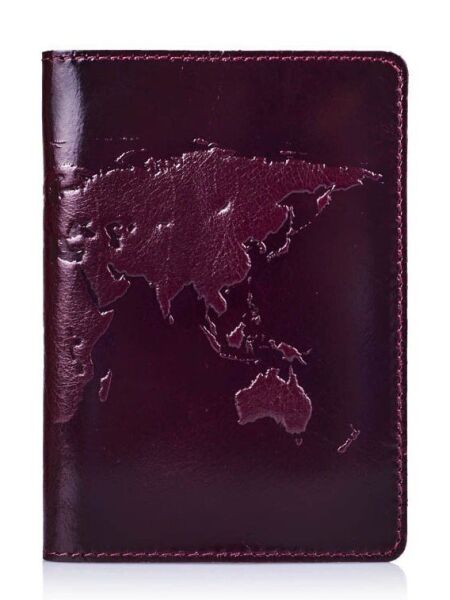 

Кожаная обложка на паспорт HiArt PC-01 World Map фиолетовая Фиолетовый