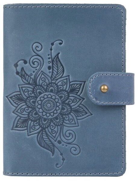 

Обложка для паспорта из кожи Hi Art «Mehendi Classic» PB-02/1 Shabby Lagoon Голубой