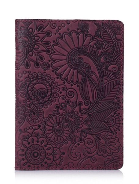 

Кожаная обложка на паспорт HiArt PC-01 Mehendi Art фиолетовая Фиолетовый