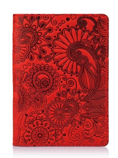 

Кожаная обложка на паспорт HiArt PC-01 Mehendi Art красная Красный